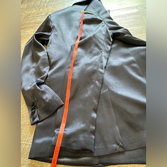 House of Harlow 1960 Oversized Navy Satin/Silk Effect Blazer - Size Small - Picture 9 of 16